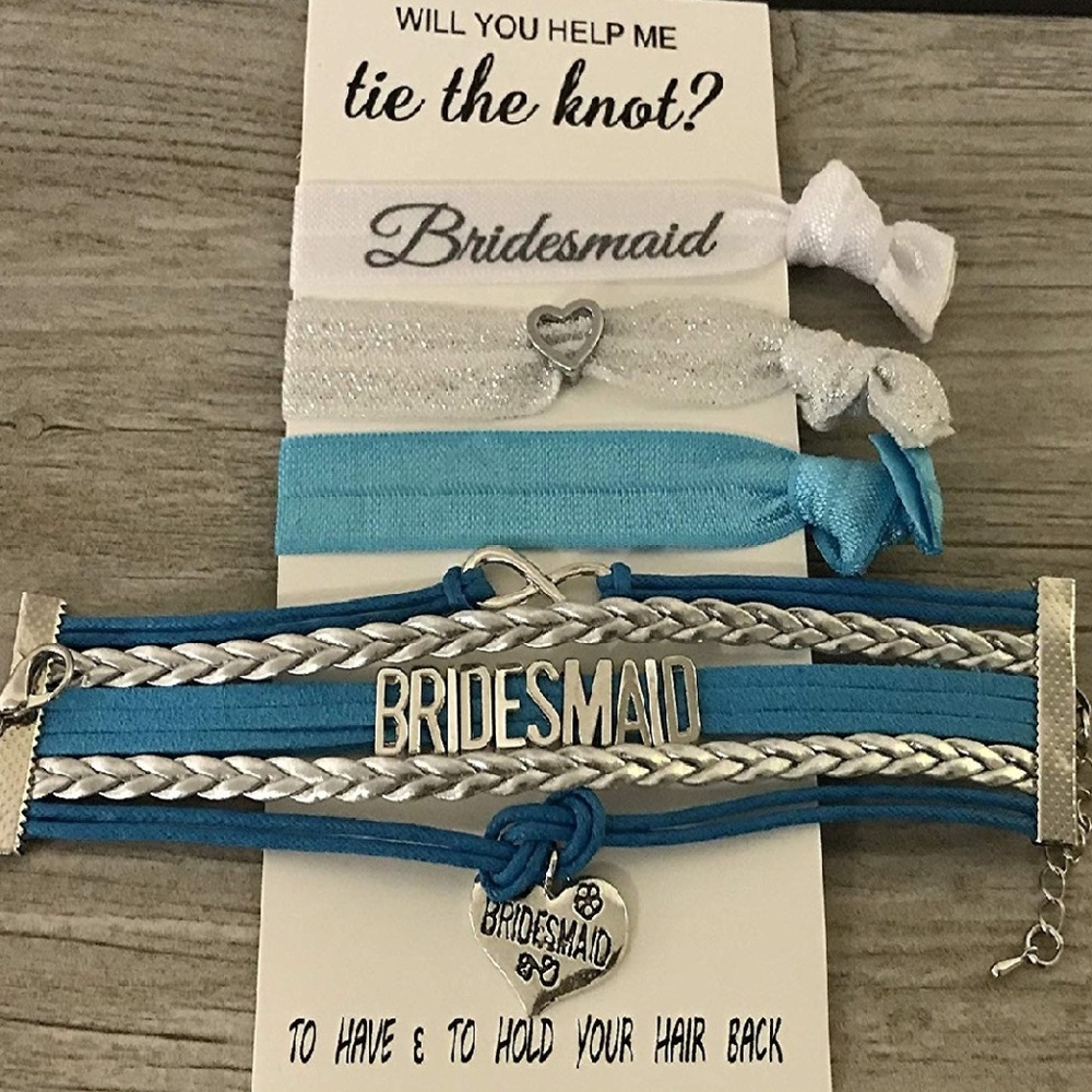 Bridesmaid Gifts Jewelry Bracelet And Hair Tie Set